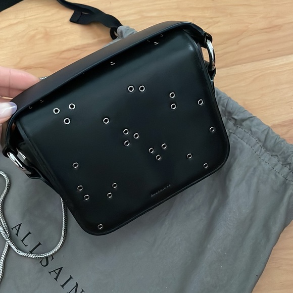 AllSaints Black Leather Crossbody Clutch - Picture 4 of 13